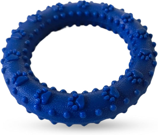 Foodie Puppies Hard Rubber Ring Paw Print Flavored Chew Toy for Dogs - Color May Vary