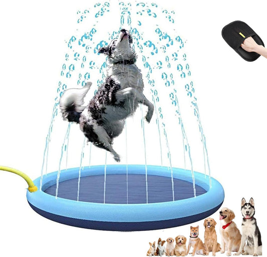 Fidosplash Splash Pad for Dogs Heavy Duty, Foldable Non-Slip Water Play Mat Outdoor Backyard Pool, Cooling Summer Fun Activity for Small Medium Large Breeds Puppies (67'')