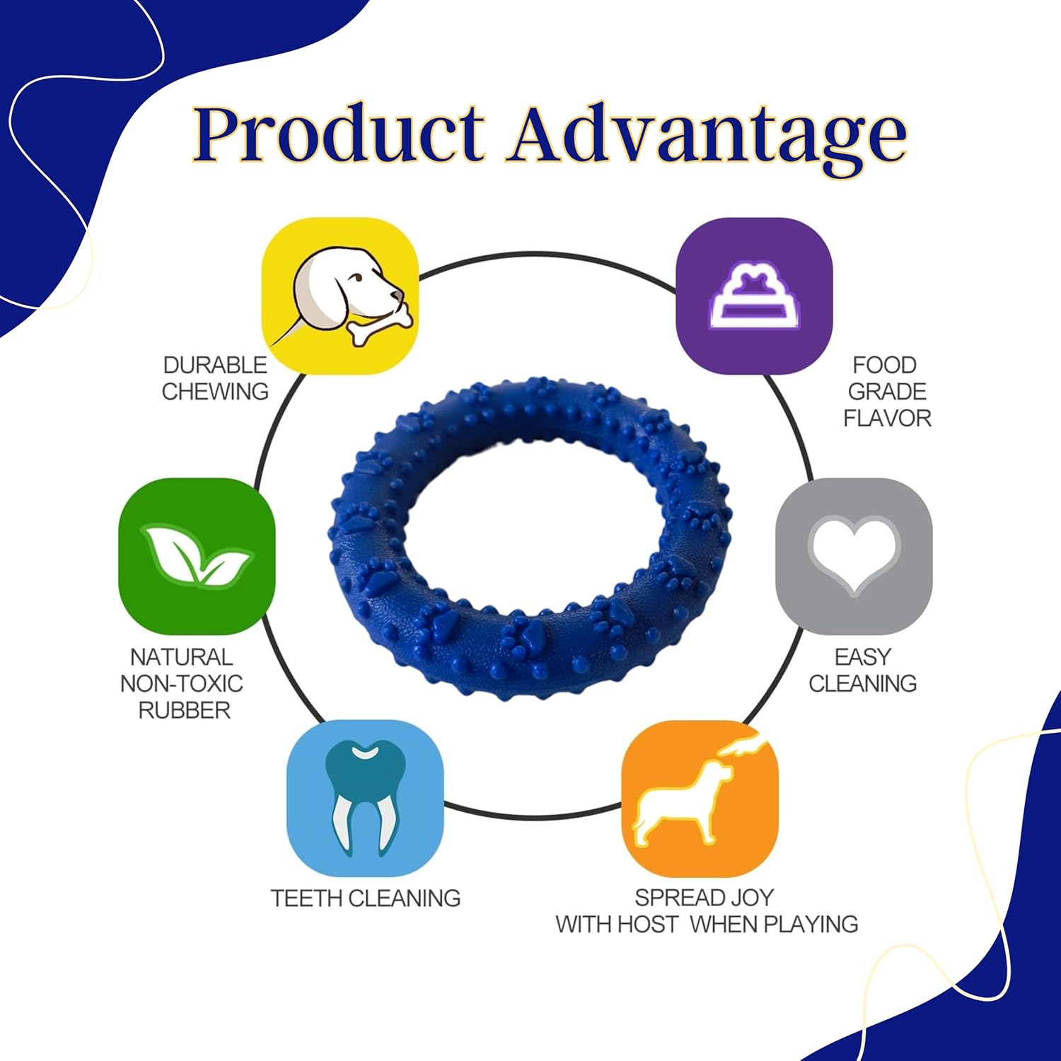 Foodie Puppies Hard Rubber Ring Paw Print Flavored Chew Toy for Dogs - Color May Vary