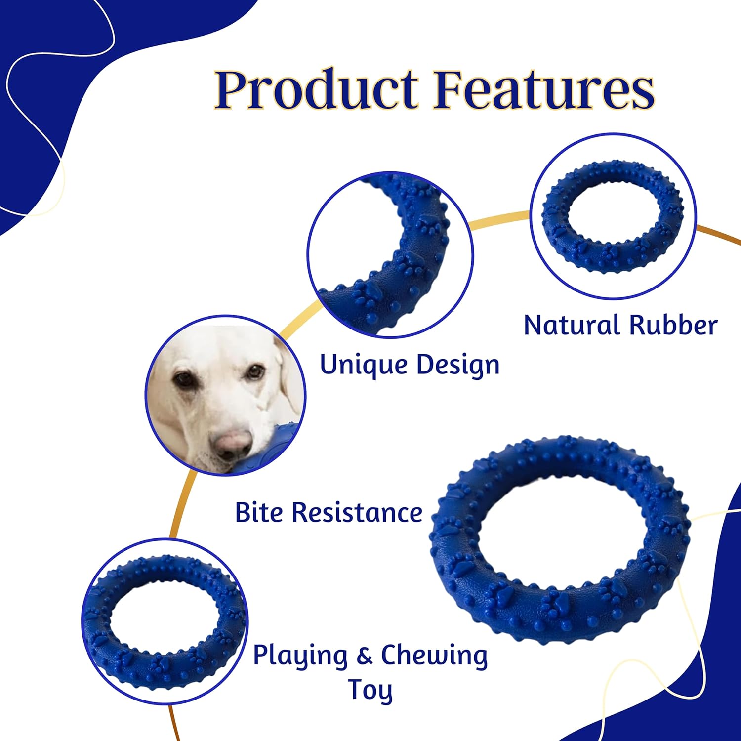 Foodie Puppies Hard Rubber Ring Paw Print Flavored Chew Toy for Dogs - Color May Vary